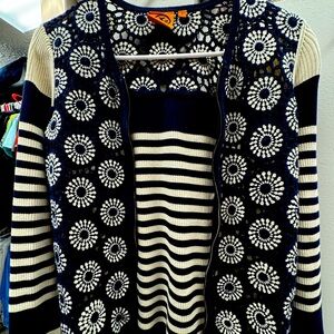 Tory Burch crochet zip up cardigan